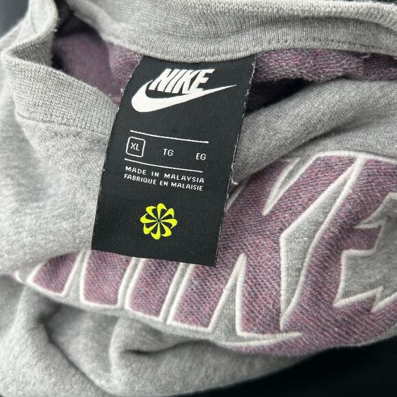 Mens Grey Purple Nike Sportswear Crew FT GX French Terry Crewneck Sweatshirt XL - Picture 3 of 10